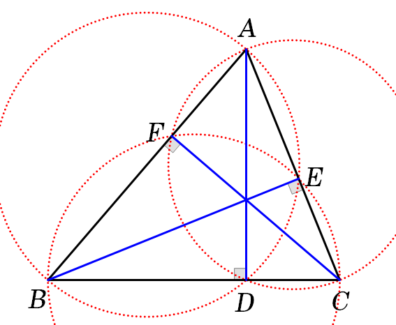 수심(orthocenter) 정리, 삼각형의 세 수선은 한 점에서 만날까? (feat: 수심계_orthocentric system, 원내접 사각형) — 그림 9