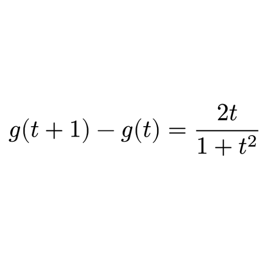 썸네일 — 문제가 준 조건식 g(t+1) - g(t) = 2t/1+t의 제곱